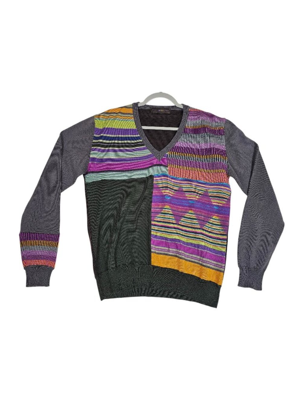 Etro XL Multicolor Mens V-Neck Sweater Made In Italy